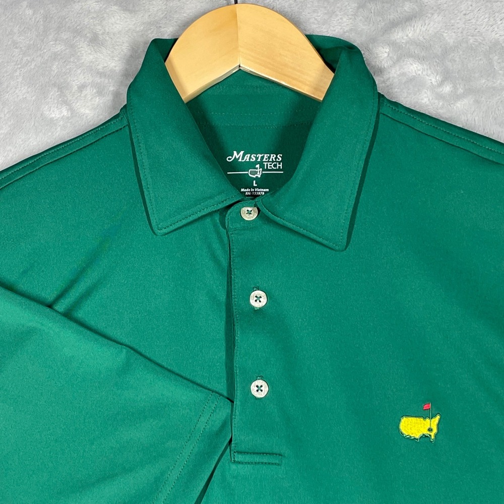 Masters Tech Mens Green Golf Polo Shirt Short Sleeve Size L MT110-004
